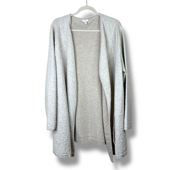 J.Jill PureJill Cream Jersey Textured Long Sleeve Waterfall Sweater Cardigan 1X - Picture 1 of 6
